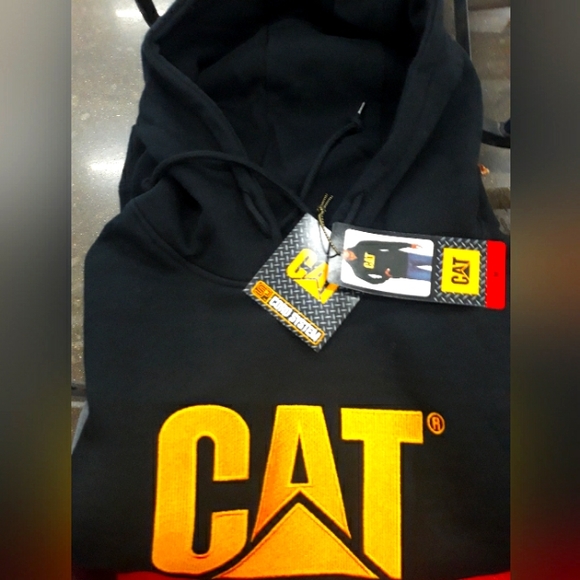 CAT Caterpillar Black & Gold Yellow Men's Hoodie, Sz M NWT - Picture 3 of 9